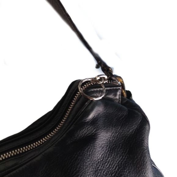 Francesco Biasia Black Leather Purse Silver Tone Hardware Y2K Handbag 90's EUC - Picture 8 of 8